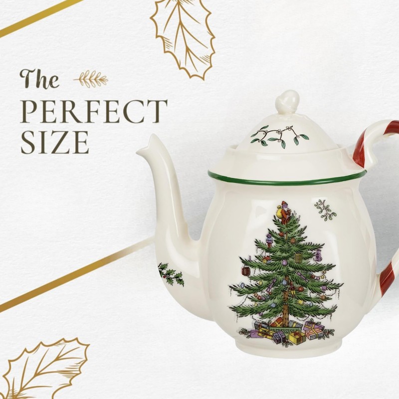Spode árbol de Navidad bastón de caramelo tetera