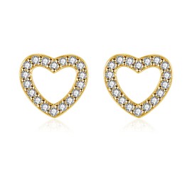 Estrellique 925 Sterling Silver Stud Earrings, Zircon Small Stud Earrings, Hollow Heart/Star Stud Earrings for Women Girls, Hypoallergenic Cartilage Sleeping Stud Earrings, 8 mm Silver/Rose Gold/Gold