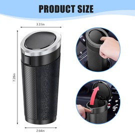 Sandfren Car Trash Can, 2PCS Leakproof Mini Automotive Garbage Bin Side Door Cup Holder Dustbin with Lid, Vehicle Interior Storage Organizer Accessories, Universal for SUV, Sedan, Truck (Silver)
