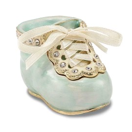 Box Jere Luxury Giftware, Bejeweled IT'S A BOY Blue Baby Bootie Trinket Box with Mat