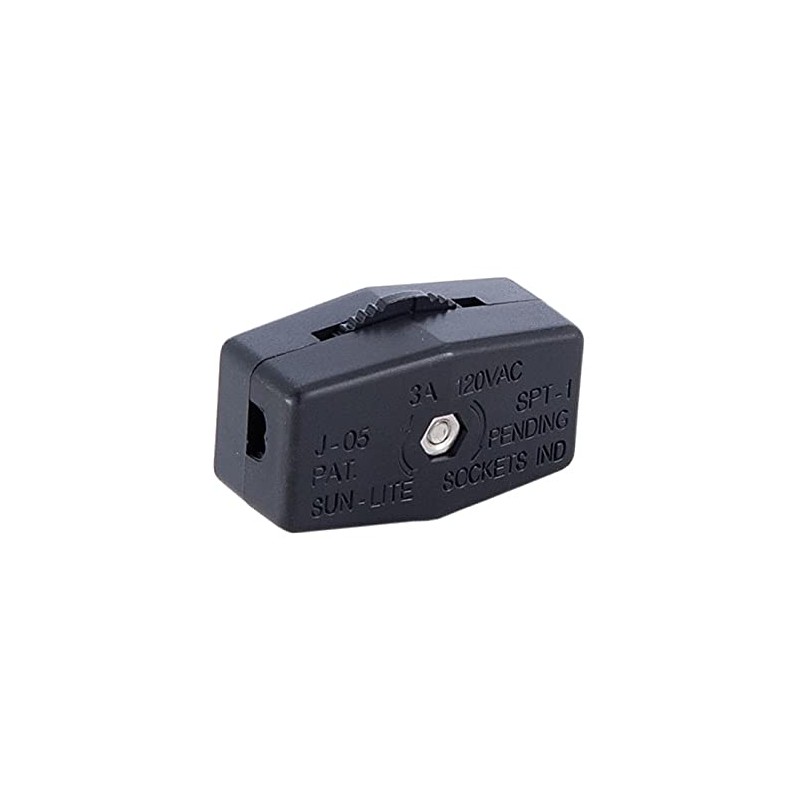 B&P Lamp® Black Inline Rotary Cord Switch for 18/2 SPT-1