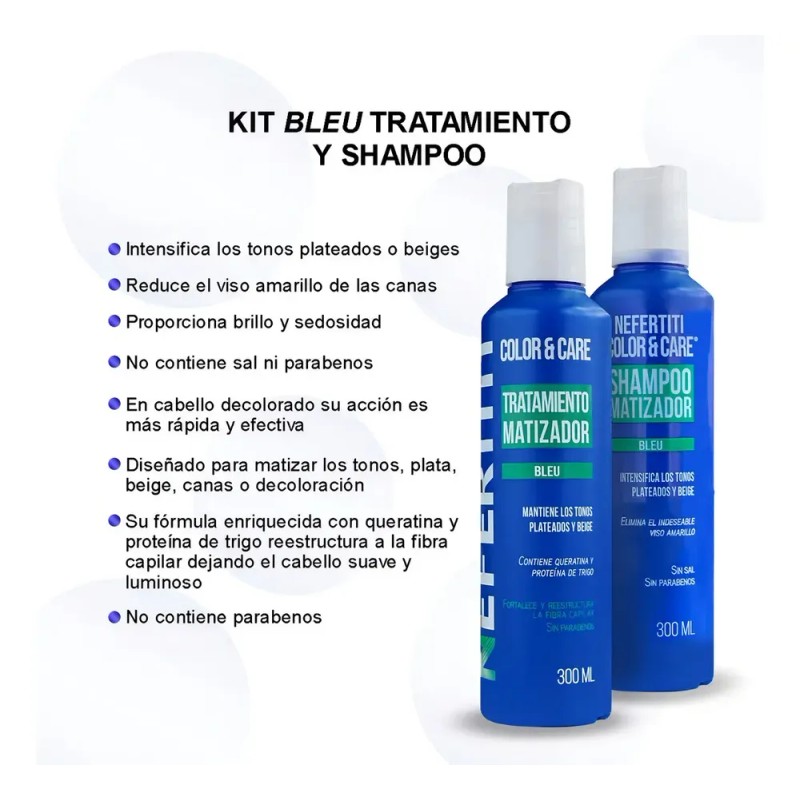 Shampoo Matizador Y Tratamiento Para Platinar Canas Y Mechas