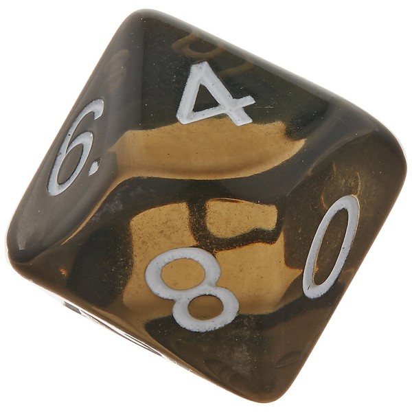Koplow Games 10D10 Dice Set, Transparent Smoke/White