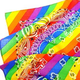 JunYe Headband Bandana, Rainbow Stripes Paisley Floral Women Girls Cotton Pocket Square Scarf Cute Rabbit Ear Headband Bandana Hip Hop Bracelet Tie, Multi-coloured.