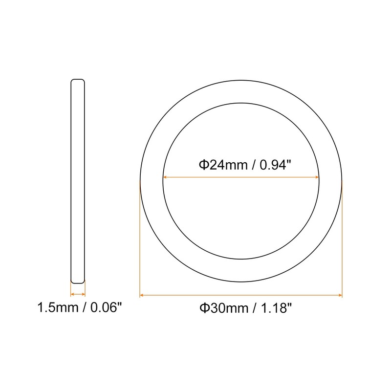 sourcing map M24 Flat Washer, 5 Pcs Copper Ring Flat