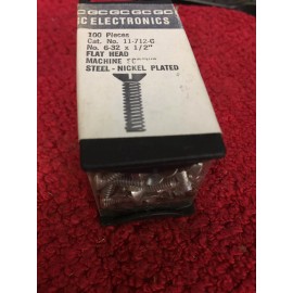 11-712-C 6-32 X 1/2" FLAT HEAD MACHINE STEEL NICKEL PLATED SCREWS 100PC GC   NOS