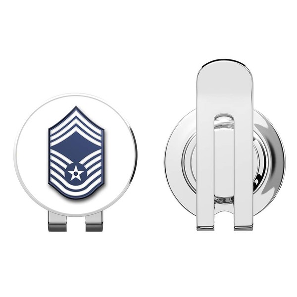 US Air Force Chief Master Sergeant (No Diamond) Military Veteran USA Pride Served Golf Hat Clip with Magnetic Ball Marker