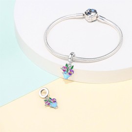 CZVIVIRY - Abalorio de plata de ley 925 de la suerte para mujer, abalorio de joyería para regalo para familia y mujer, pulsera y collar, Plata esterlina, No es una piedra preciosa