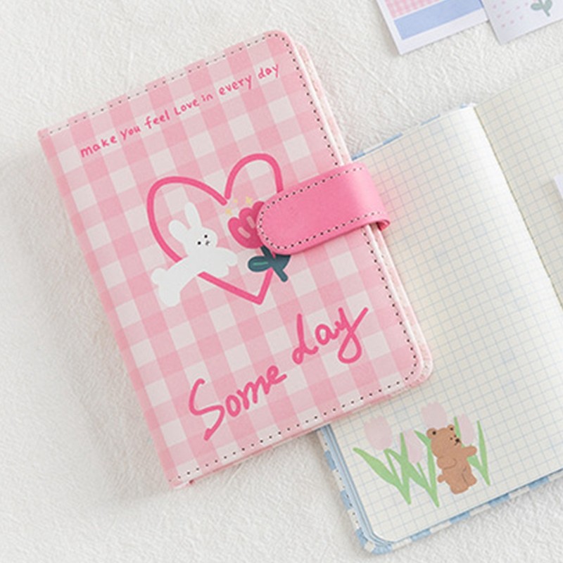 2Sets A6 Magnetic Buckle Notebook Binder Cute Bunny Pattern Daily