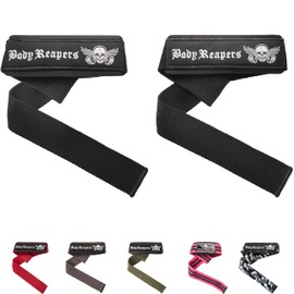 Body Reapers Lifting Straps for Weightlifting Women & Men - 24 Inch Long Padded Neoprene Cotton Deadlift Straps for Strength Training, Deadlifting with Extra Hand Grips Support