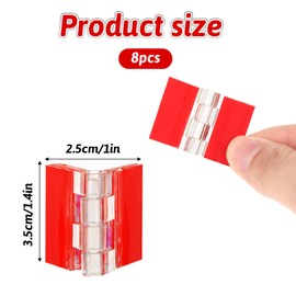 8Pcs Clear Plastic Hinges, Acrylic Small Hinges Self Adhesive Continuous Piano Hinge Folding Hinge Tools for Cabinet Aquarium Lid Furniture Display Stand Drawer Furniture DIY (35x25mm)