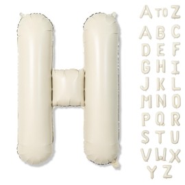 Giant Alphabet H Foil Name Balloons, Cream Ivory White Inflatable Word Balloons H Letters Birthday Decor, 40 Inch Mylar Beige A-Z Custom Letter Balloons for Girls Baby Shower Party Decoration Supplies