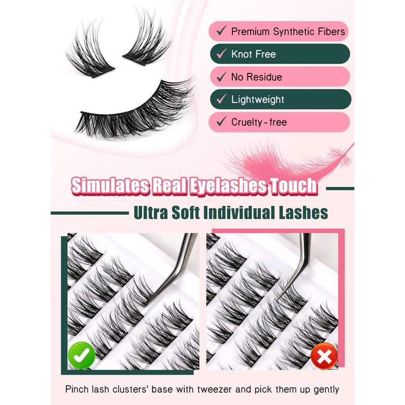 Cluster Lashes Eyelash Extensions Mixed 9-13 mm Individual Eyelashes D