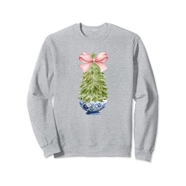 Chinoiserie Christmas Tree Blue Willow Ginger Jar Hanukkah Sweatshirt