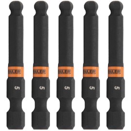 Ball-End Hex 5mm Impact Driver Bit - Railer Allen Wrench Drill Hex Bits. 1/4 Quick Release S2 Steel 2 inch 5mm Ball-End Hex Bits. (5 Pack)