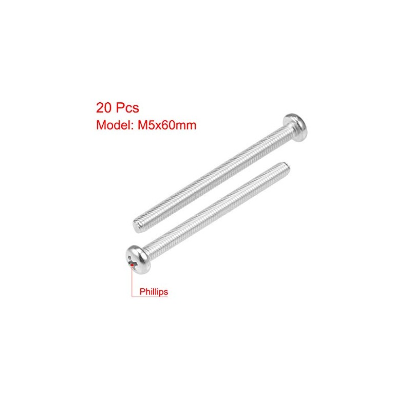 sourcing map M5x60mm Machine Screws Phillips Cross Pan Head Screw