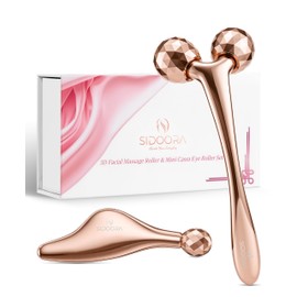 Beauty Facial Roller & Eye Roller, Small Face Roller, Eye Care, Gift, Luxury Box, 2 Pouches Included