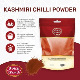 Spicy World Kashmiri Chili Powder 2 Ounce bag | All Natural Low Heat, Red Chili Powder - Red Pepper Powder