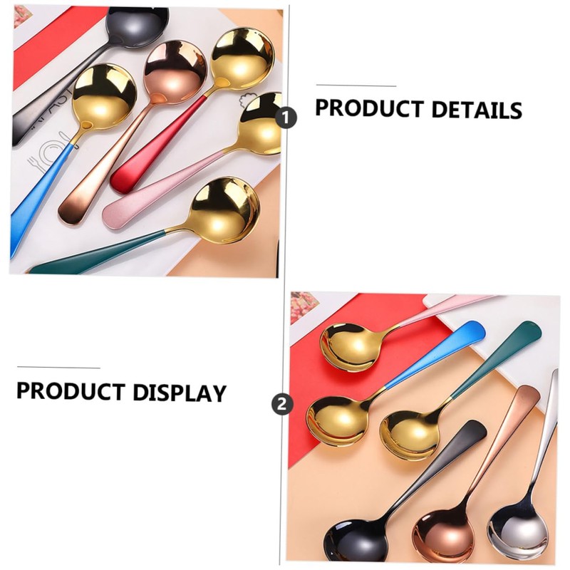 LIFKOME Round Spoons Ergonomic Soup Dessert and Fruit Scoops Resistant