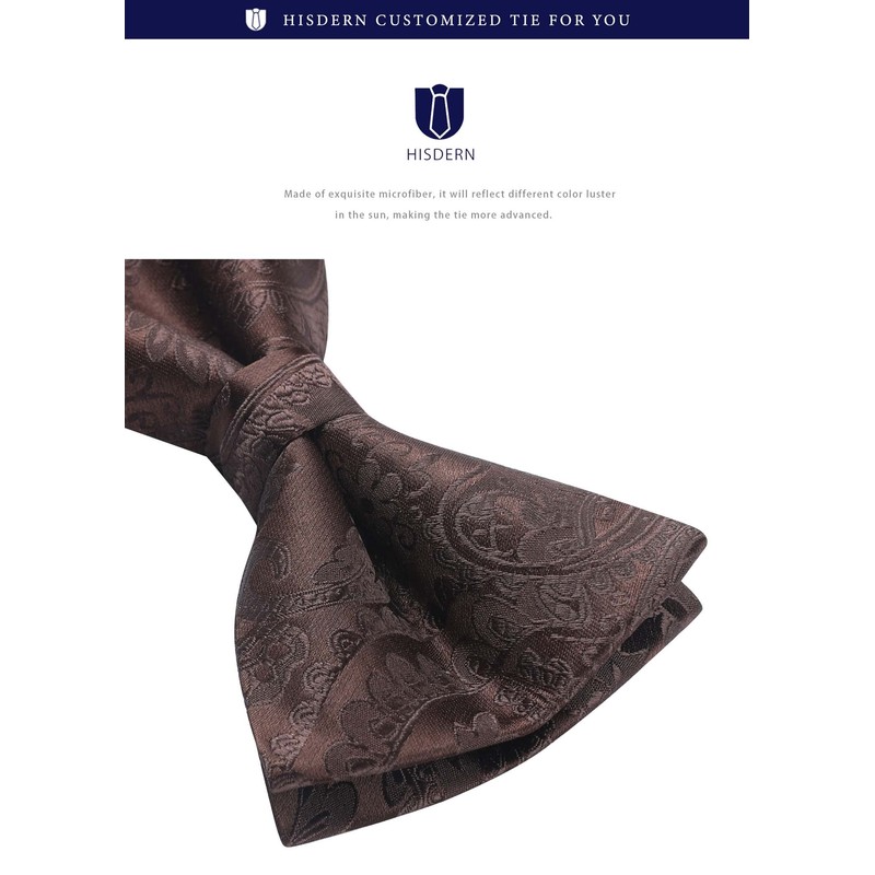 HISDERN Men's Bowtie, One-Touch Paisley Pattern, Bowtie, Chief Set, For