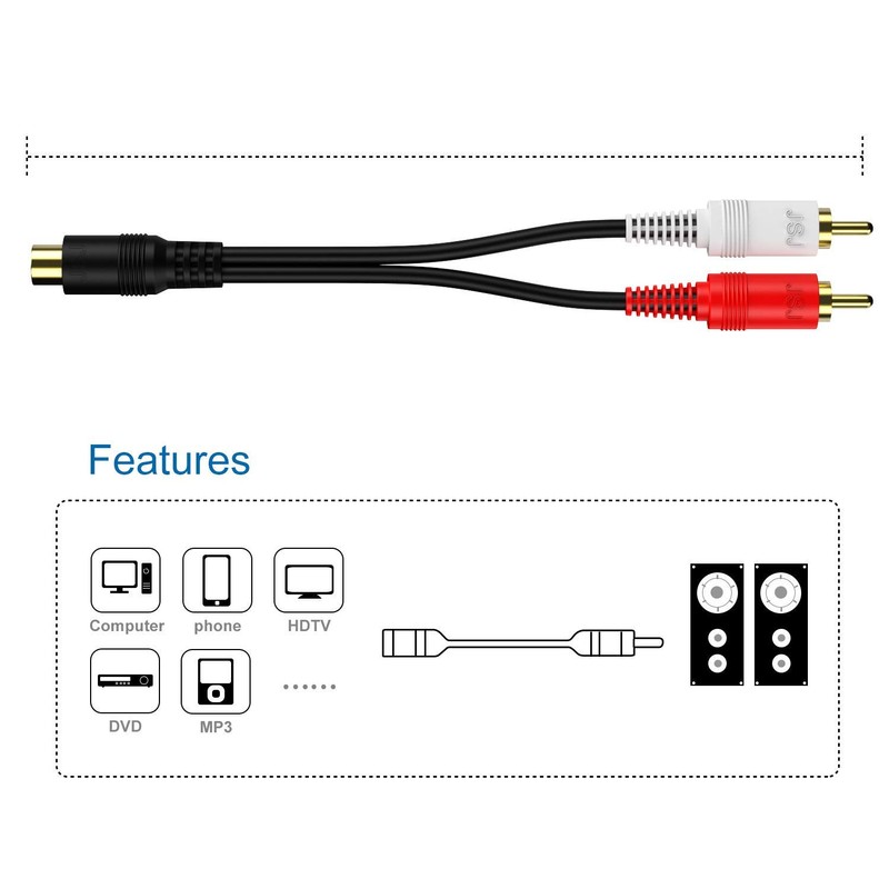 2 Pack Audio Speaker Y Adapter Splitter Cable with OFC