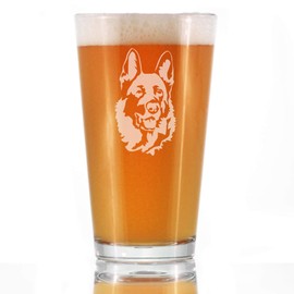 German Shepherd Happy Face Pint Glass - Pint Glass Gifts for Beer Drinking Men & Women - Fun German Shepherds Decor
