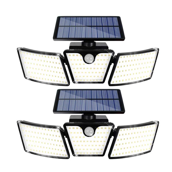 Solar Lights Outdoor, Fitybow 265 LED Solar Light Outdoor with Motion Sensor Security Lights Solar Powered Wall Lights Spotlights Waterproof 360-Degree Adjustable for Wall Patio Porch (2Pack)
