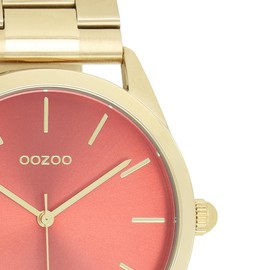 Oozoo - Timepieces Women's Watch | Women's Watch with Leather Strap | Modern Watch for Women | Elegant Analogue Women's Watch in Round (40 mm Case), Gold/Brick Red, Bracelet