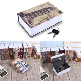 Hidyliu Book-shaped Safebox Security Book Box Secret Book-shaped Storage Box with Concealed Key Home Office Dorm School (Pisa Leaning Tower Type)