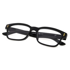 Reducblu Stylish Reading Glasses for Women - Clear Lens with Spring Hinge Eyewear - Black Frame +1.50