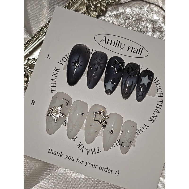 Half and half nail Byeolping Byeolping [Handmade nail tip] Emily