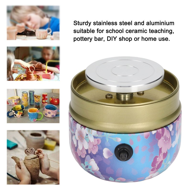 Mini Electric Pottery Wheel Metal CW CCW Adjustable Stepless Speed