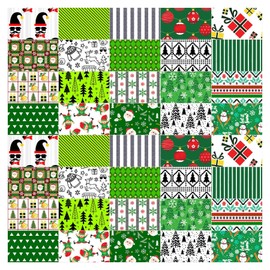 Soimoi Christmas Theme Print Precut 5-inch Cotton Fabric Quilting Squares Charm Pack DIY Patchwork Sewing Craft