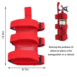 Roll Bar Fire Extinguisher Holder, Adjustable Fire Extinguisher Mount Strap with American Flag Pattern, Car Accessories Fixed Belt for Wrangler JK JKU TJ CJ (No Pattern, Red, 2 PCS)
