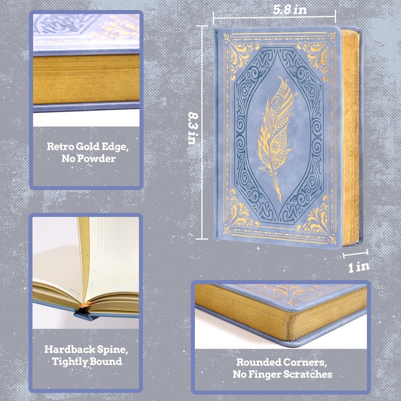 CAGIE Vintage Journal for Women, 320 Pages Hardcover Notebook, A5