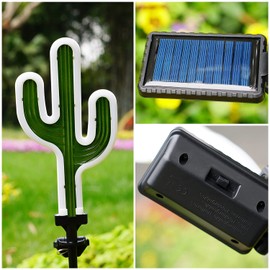 SunKite Cactus Solar Stake Lights Outdoor,Waterproof Solar Neon Lights for Garden,Yard, Lawn,Pathway,Patio,Backyard (2 Pack)