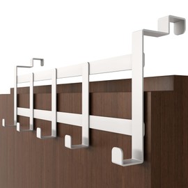4smile Door Coat Rack for Hanging Inside - White Door Coat Rack for Back Door with Non-Slip and Felt Pads - Space Saving Door Hooks as Coat Hooks Door Inside