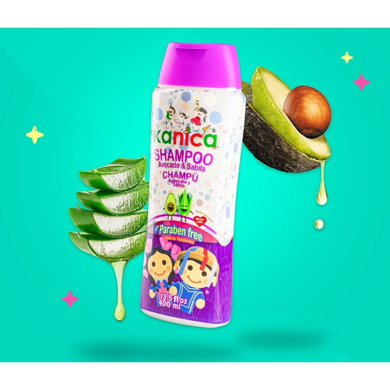 Kanica Shampoo Libre de parabenos, con Sábila y Aguacate, 400ml
