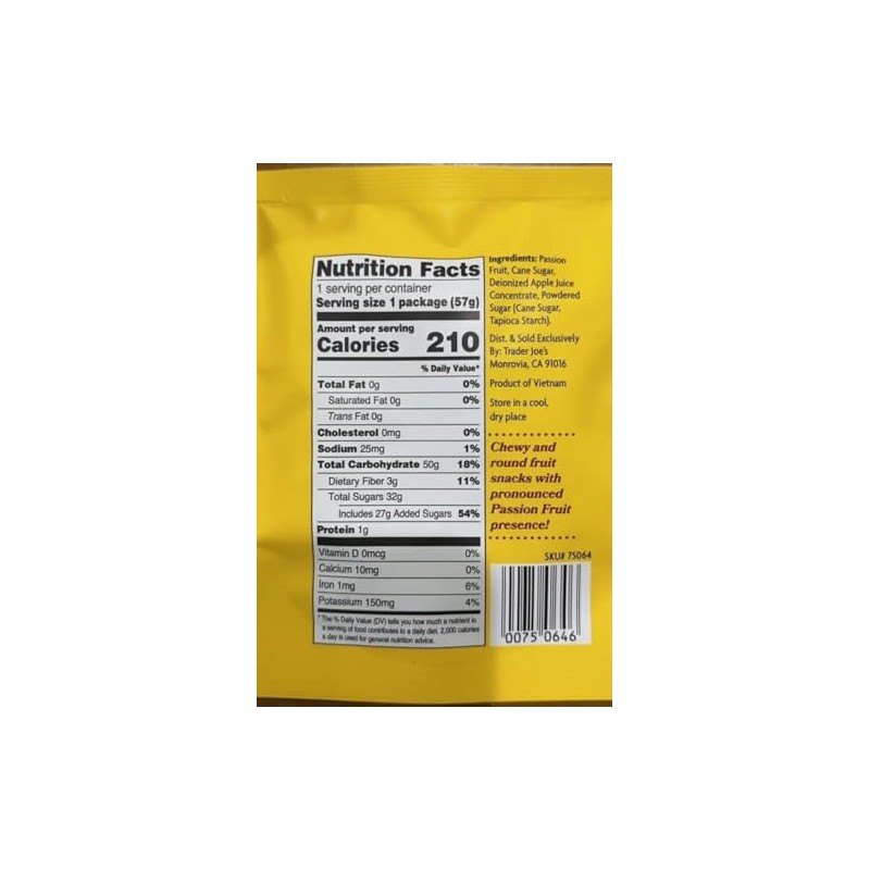 Generic Trader Joe's Passion Fruit Rounds Fruit Snacks Net Wt.