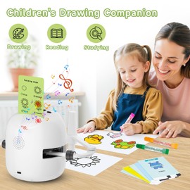Drawing Robot for Kids, Montessori Painting Learning Toys, Voice Interactive Educational Drawing Machine with 100 Word Cards for 3 4 5 6 7 8 Year Old Boys Girls Gift