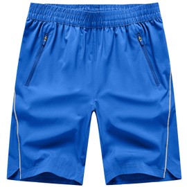 TBMPOY Pantalones cortos de correr para hombre, de secado rápido, para gimnasio, deportes al aire libre, bolsillos, C18-azul real, X-Large