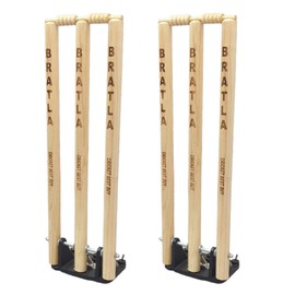 Bratla CBB Cricket Spring Return Stumps Wickets Metal Base Multi Surface Placement (Set of 2)