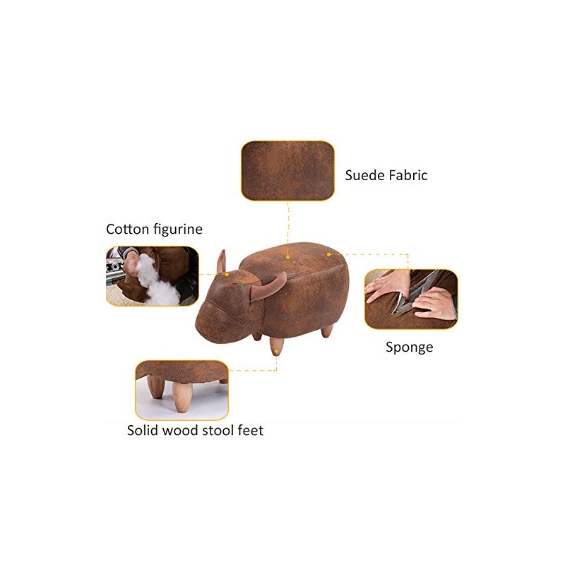 OLizee® Decorative Buffalo Storage Ottoman Footstool Cute Animal Upholstered Stool