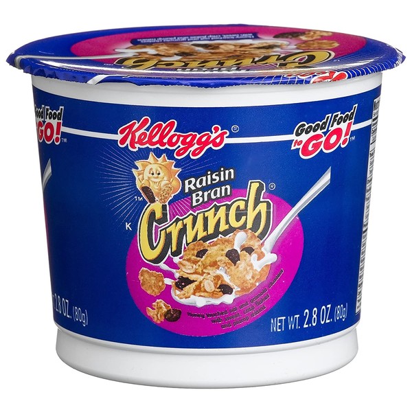 Kellogg's Raisin Bran Crunch, Breakfast Cereal in a Cup, Original, Good Source of Fiber, 2.8 oz Cups (Pack of 60)