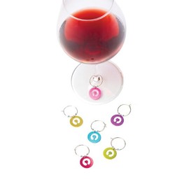 True by True Fabrications Blush Aluminum Colorful Wine Stem Glass Charm Markers for Parties, Cocktail Hour, Dinners - Set of 6
