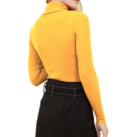 Re Tech UK Ladies Plain Ribbed Cotton Polo Turtle Roll Neck Tunic Top Jumper Full Sleeve, Mustard, L/XL 16-18 Plus Size