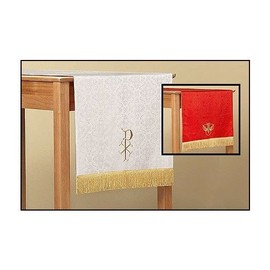 Reversible Red & White Jacquard Table Runner with Dove