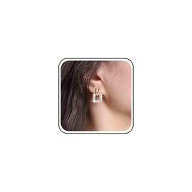 Aneneiceera Vintage Crystal Square Dangle Earrings Gold Hollow Square Stud Earrings Rhinestone Square Earrings Geometric CZ Earrings Jewellery for Women and Girls, Zinc