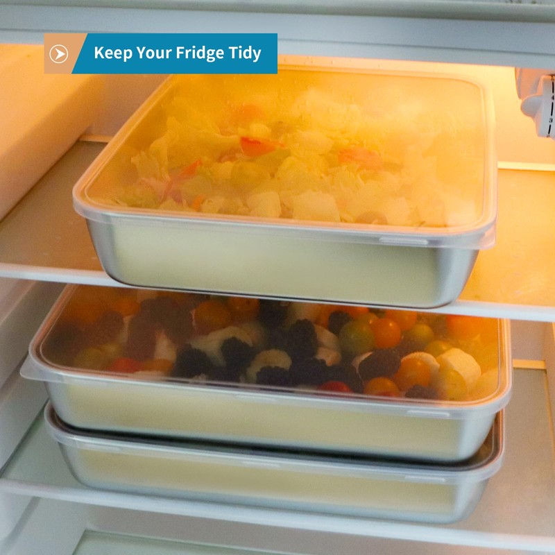 Sanbege 3 Pcs Stainless Steel Food Containers with Clear Lids,