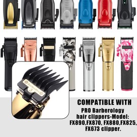 Clipper Replacement Guards for BabylissPRO Clippers Barberology FX870, FX880, FX825, and FX673 Clippers，Cutting Lengths 1/16”-3/4 ”,Black 8 Pack